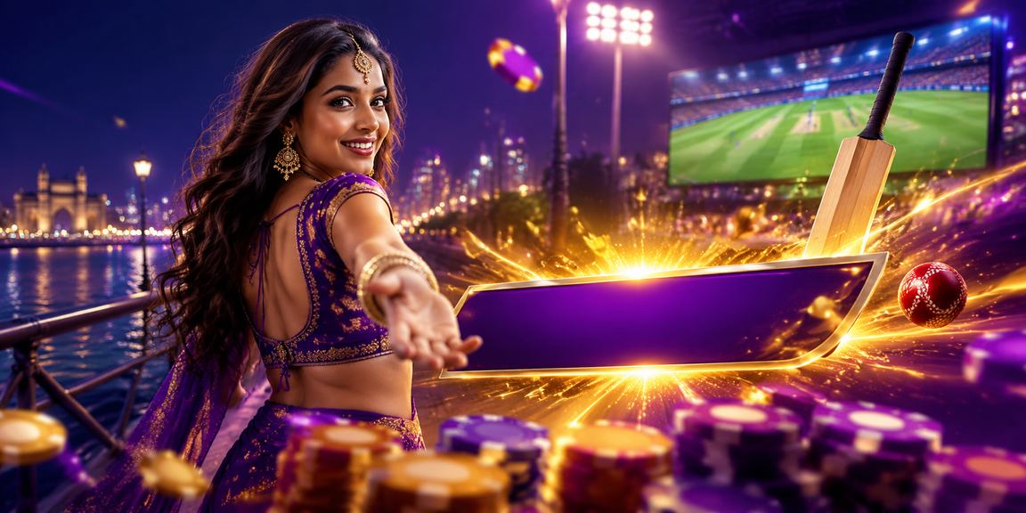 Cricket betting on mobile in India neon style